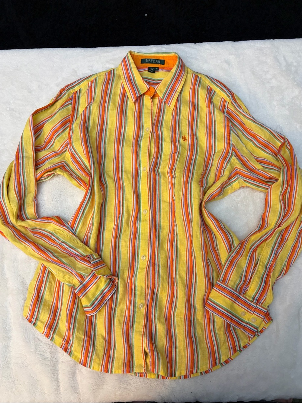 Ralph Lauren Yellow Orange Stripe Long-Sleeve Button-Down Shirt
